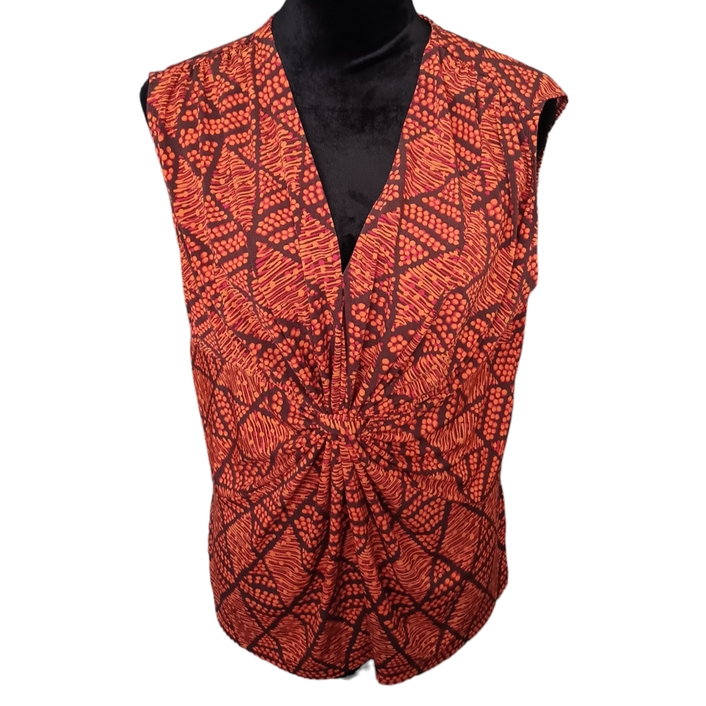 Rafaella Sleeveless V-Neck Hippie Blouse Women's Size Large